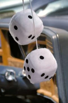 Fuzzy White Dice Stockfoto's
