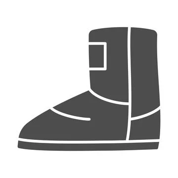 Fuzzy winter boot solid icon, Winter clothes concept, winter shoes sign on white Stock Illustration