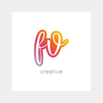 FV logo, vector. Useful as branding, app icon, alphabet combination, clip-art Stock Illustration
