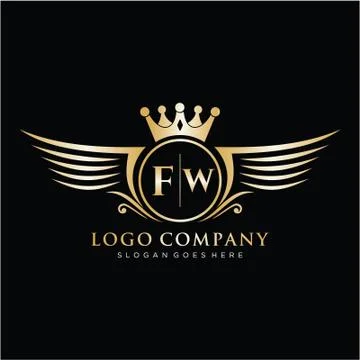FW Letter Initial with Royal Wing Logo Template. Stock Illustration