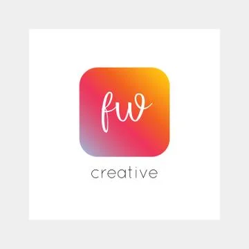 FW logo, vector. Useful as branding, app icon, alphabet combination, clip-art 库存插图