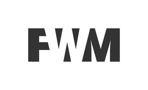 FWM logo design. Initial letter F W M bold font style for tech startups, co.. Illustrazione stock