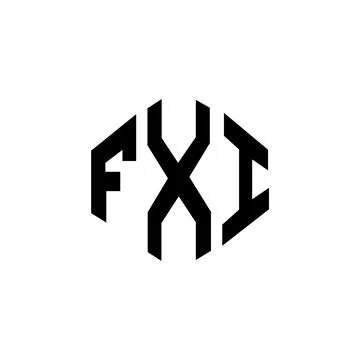 FXI letter logo design with polygon shape. FXI polygon and cube shape logo .. Illustrazione stock