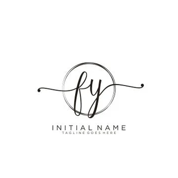 FY Initial handwriting logo with circle template vector Stock Illustration