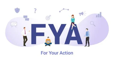 Fya for your action concept with big word or text and team people with modern Stock Illustration
