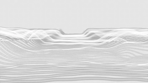 Fying over 3D white digital landscape mountain terrain abstract background Stock Footage 221044731