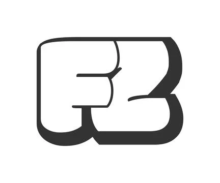 FZ logo, bubble comic lettering, rounded in graffiti style black and white .. Stock Illustration