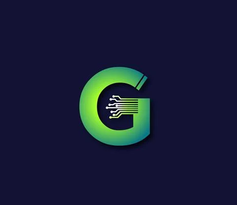 G Alphabet Technology Data Circuit Logo Design Company Concept Stock Illustration