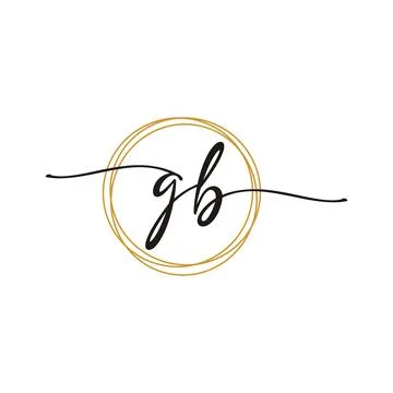 G B Initial Script Letter Beauty Logo Template Stock Illustration