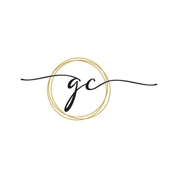 G C Initial Script Letter Beauty Logo Template Stock Illustration