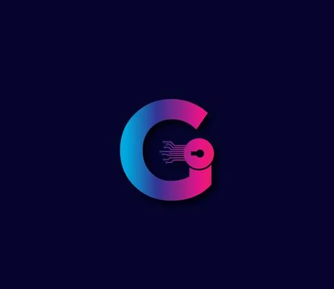 G Cyber Security Technology Logo Design Concept Stock Illustration