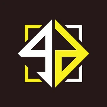 G D Initials quadrangle monogram with square Stock Illustration