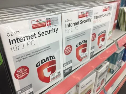 G DATA Internet Security antivirus displayed on store shelf Stock Photos