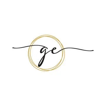 G E Initial Script Letter Beauty Logo Template Stock Illustration