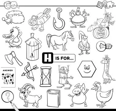G is for educational task coloring book 库存插图