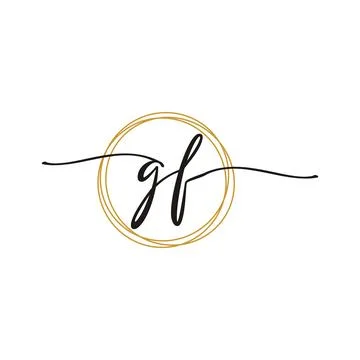 G F Initial Script Letter Beauty Logo Template Illustrazione stock