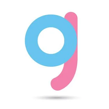 G font vector with blue and pink color on White background, Futuristic font,  Stock Illustration