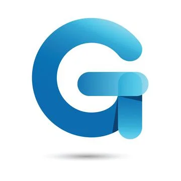 G font vector with blue color on White background, Futuristic font, Cosmic, V Stock Illustration