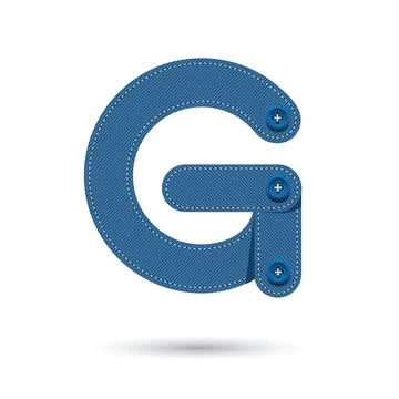 G font vector with blue Jeans on White background, Futuristic font, Cosmic, V Stock Illustration
