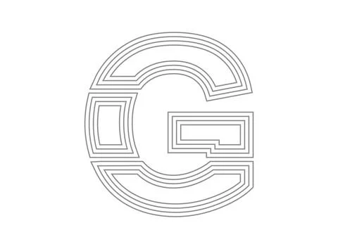 G font vector.  Condensed thin, Parallel stylize line letter. Thin monochrome Stock Illustration
