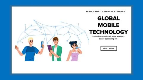 G global mobile technology vector Illustrazione stock