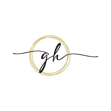 G H Initial Script Letter Beauty Logo Template 스톡 일러스트