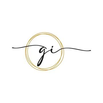 G I Initial Script Letter Beauty Logo Template Stock Illustration