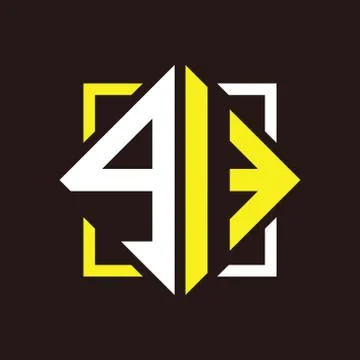 G I Initials quadrangle monogram with square Stock Illustration