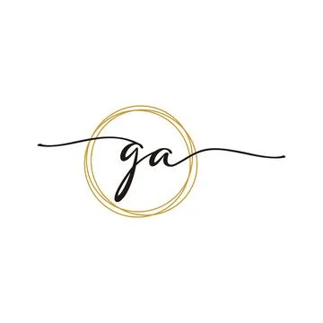 G A Initial Script Letter Beauty Logo Template Illustrazione stock