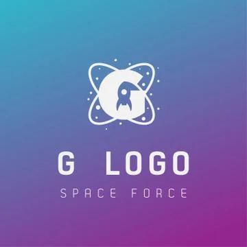G initial space force logo design galaxy rocket vector in gradient background Stock Illustration