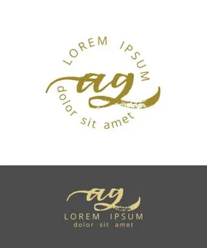 A G. Initials Monogram Logo Design. Dry Brush Calligraphy Artwork Stock Illustration