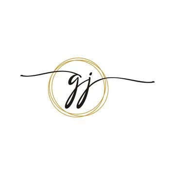 G J Initial Script Letter Beauty Logo Template Stock Illustration
