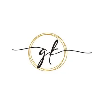 G K Initial Script Letter Beauty Logo Template Stock Illustration