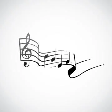 G key and notes in one tact logo - illustration Stock Illustration