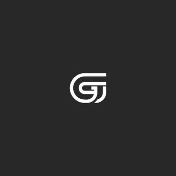 G letter logo monogram typography design element template, linear simple geom Stock Illustration