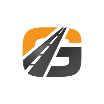 G letter road construction creative symbol layout. Stock Illustration