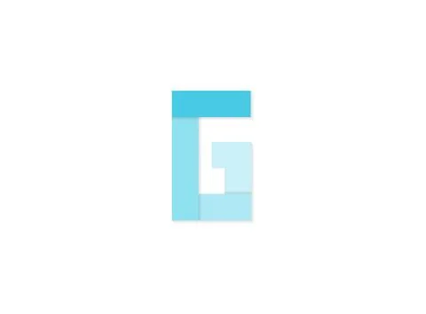 G letter, vector logo, paper cut desing font made of blue color tones .Isolat Stock Illustration