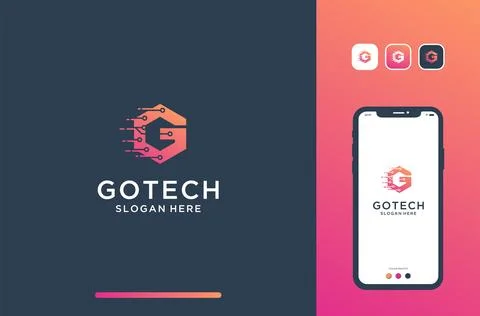 G logo design for technology and electrical. Stock Illustration