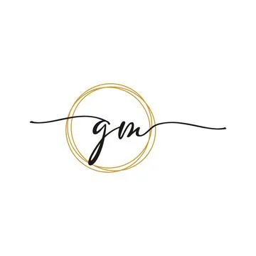 G M Initial Script Letter Beauty Logo Template Illustrazione stock