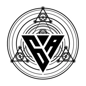 G A Monogram letter logo with triangle shape design template with sacred geom Stock Illustration