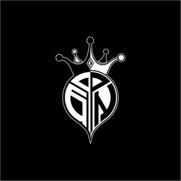 G N circle monogram logo emblem style with clown crown shape vector decoratio Stock Illustration