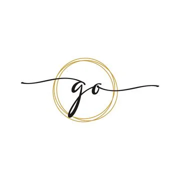 G O Initial Script Letter Beauty Logo Template Stock Illustration