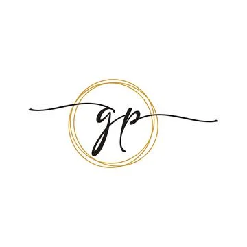 G P Initial Script Letter Beauty Logo Template 스톡 일러스트