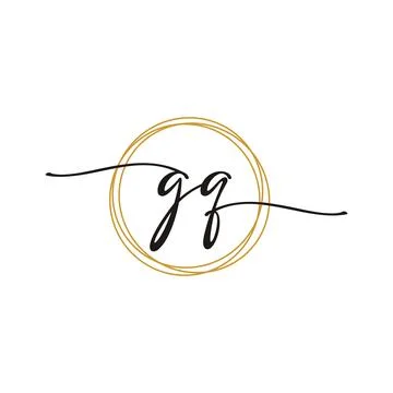 G Q Initial Script Letter Beauty Logo Template Illustrazione stock