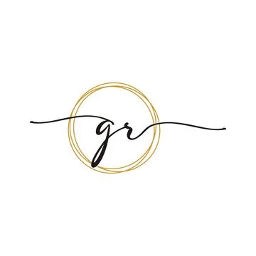 G R Initial Script Letter Beauty Logo Template Stock Illustration