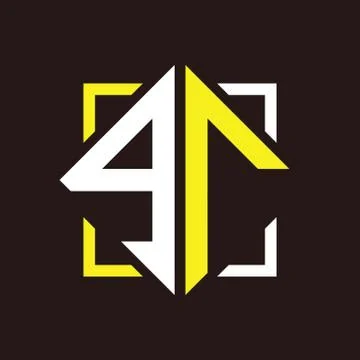 G R Initials quadrangle monogram with square Stock Illustration