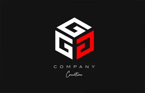 G red white three letter cube alphabet letter logo icon design. Creative te.. Stock Illustration