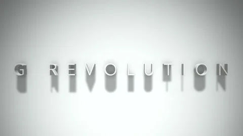 G revolution 3D title animation with shadows on a white background Stock Footage 297856460