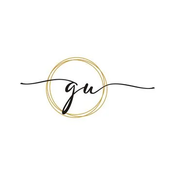 G U Initial Script Letter Beauty Logo Template Illustrazione stock