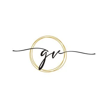 G V Initial Script Letter Beauty Logo Template Stock Illustration